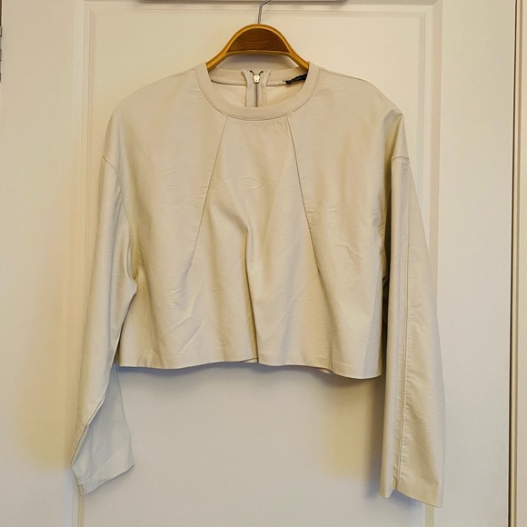 Zara Tops - Zara Off White Leather Look Top Size Medium